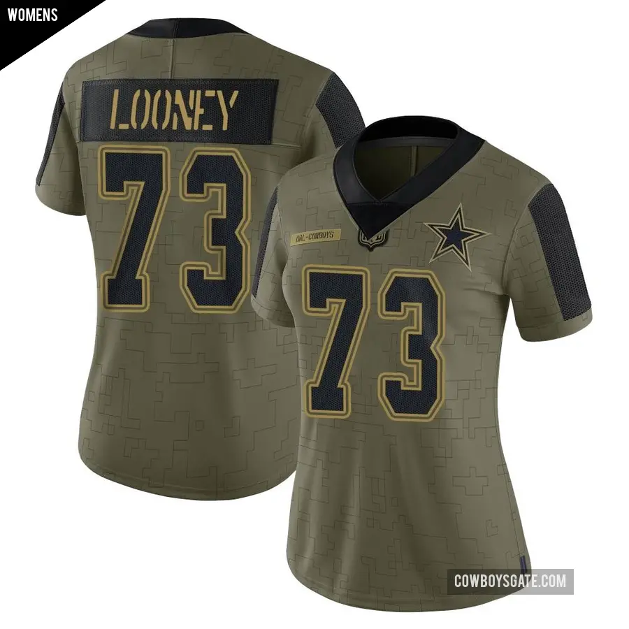 Women's Dallas Cowboys ＃73 Joe Looney Olive Limited 2021 Salute To Service Jersey