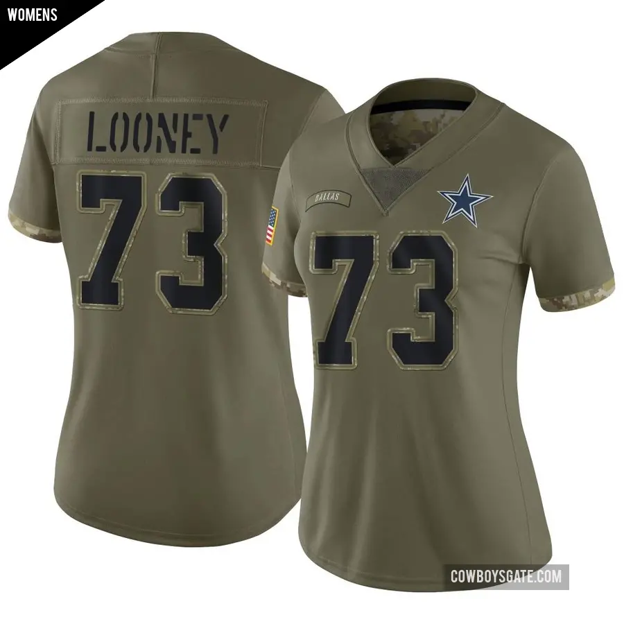 Women's Dallas Cowboys ＃73 Joe Looney Olive Limited 2022 Salute To Service Jersey
