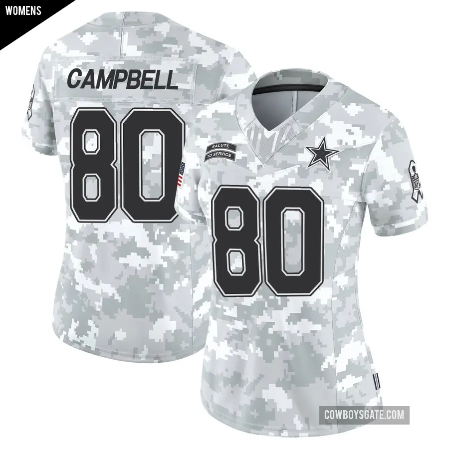 Women's Dallas Cowboys ＃80 Parris Campbell Arctic Camo Limited 2024 Salute to Service Jersey