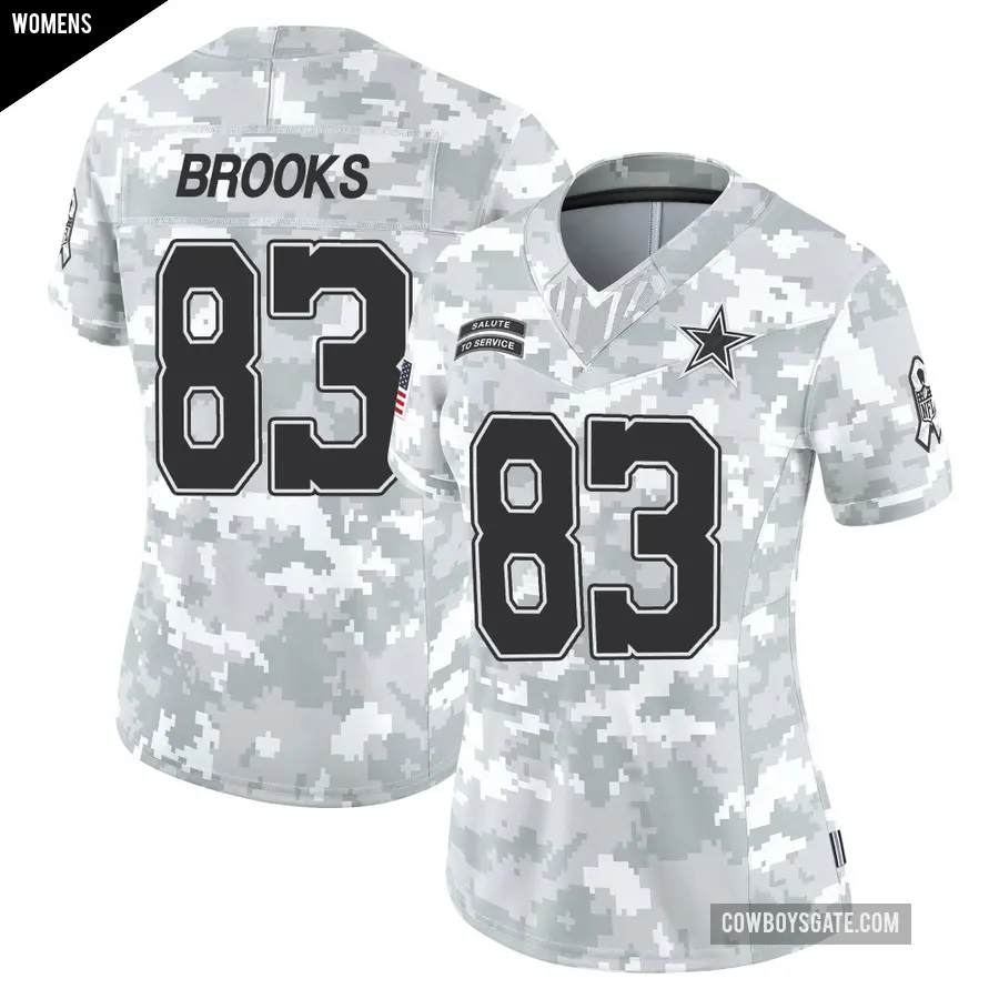 Women's Dallas Cowboys ＃83 Jalen Brooks Arctic Camo Limited 2024 Salute to Service Jersey