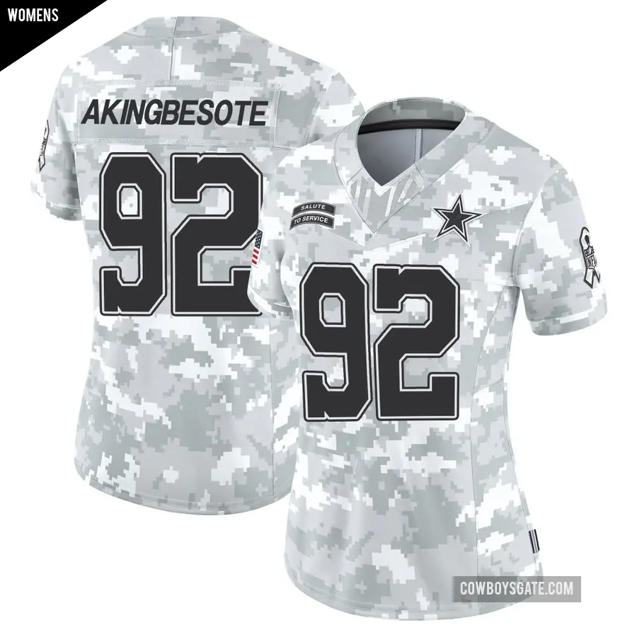 Women's Dallas Cowboys ＃92 Tommy Akingbesote Arctic Camo Limited 2024 Salute to Service Jersey