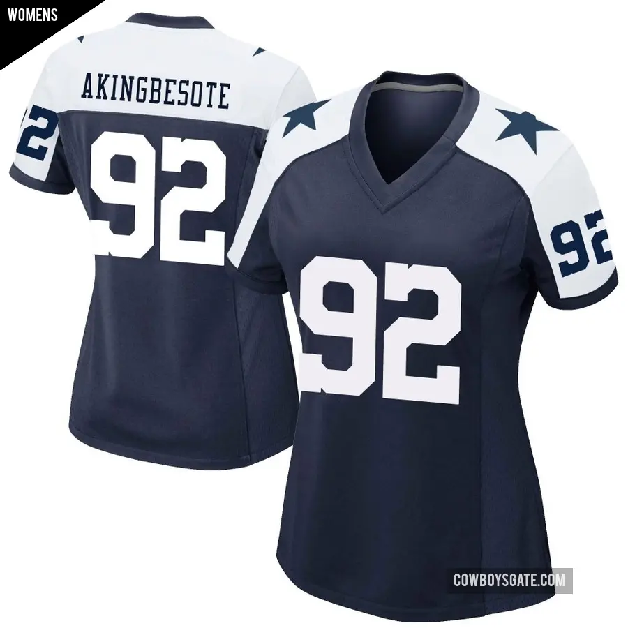 Women's Dallas Cowboys ＃92 Tommy Akingbesote Navy Game Alternate Jersey