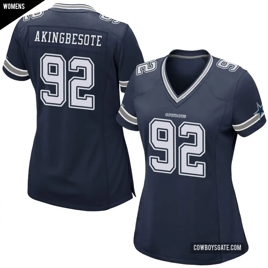 Women's Dallas Cowboys ＃92 Tommy Akingbesote Navy Game Team Color Jersey