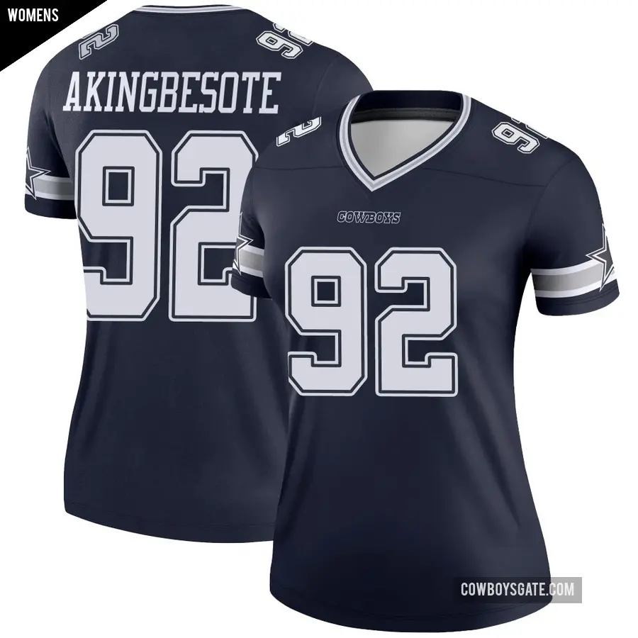 Women's Dallas Cowboys ＃92 Tommy Akingbesote Navy Legend Jersey