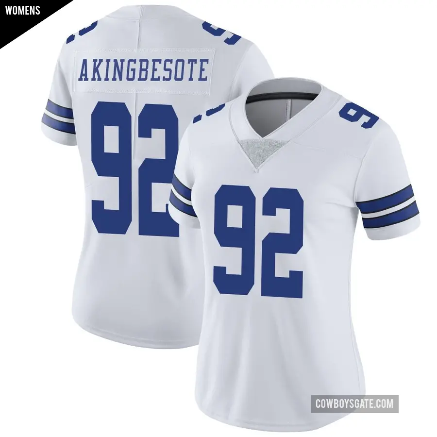 Women's Dallas Cowboys ＃92 Tommy Akingbesote White Limited Vapor Untouchable Jersey