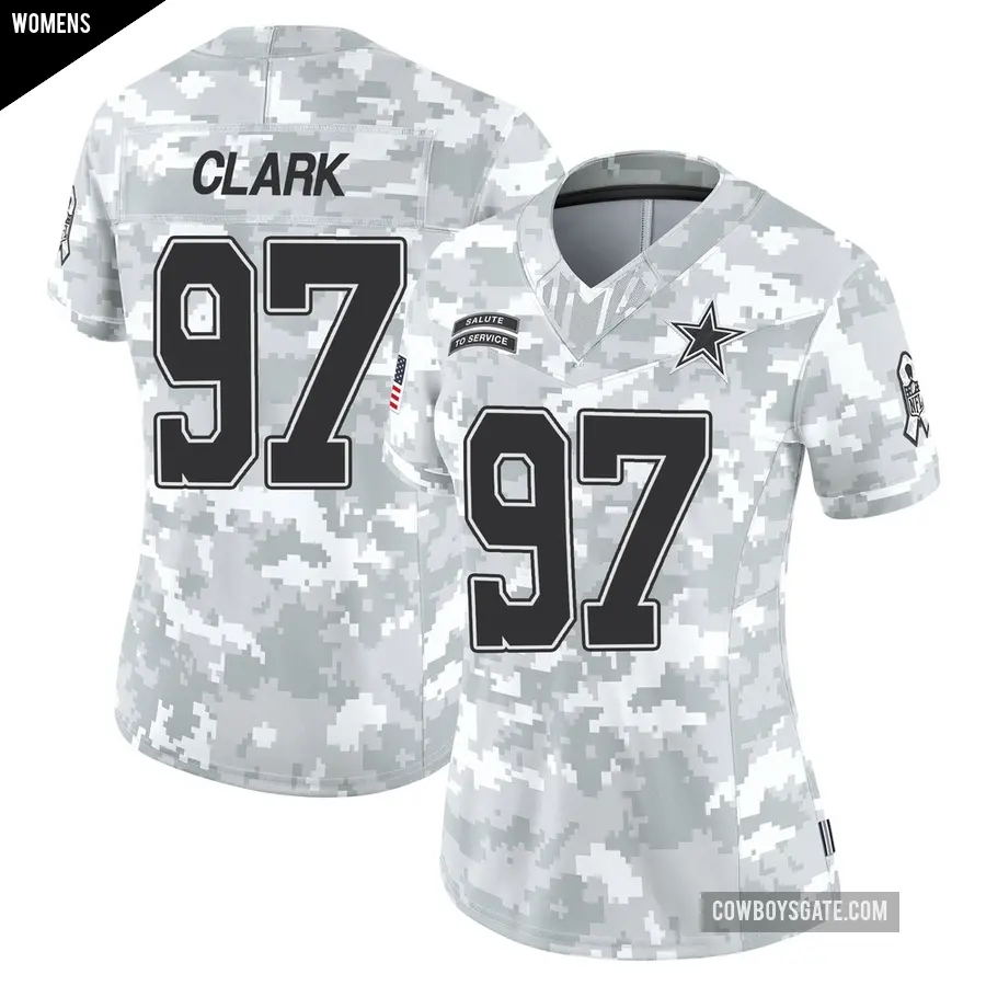 Women's Dallas Cowboys ＃97 Kenny Clark Arctic Camo Limited 2024 Salute to Service Jersey