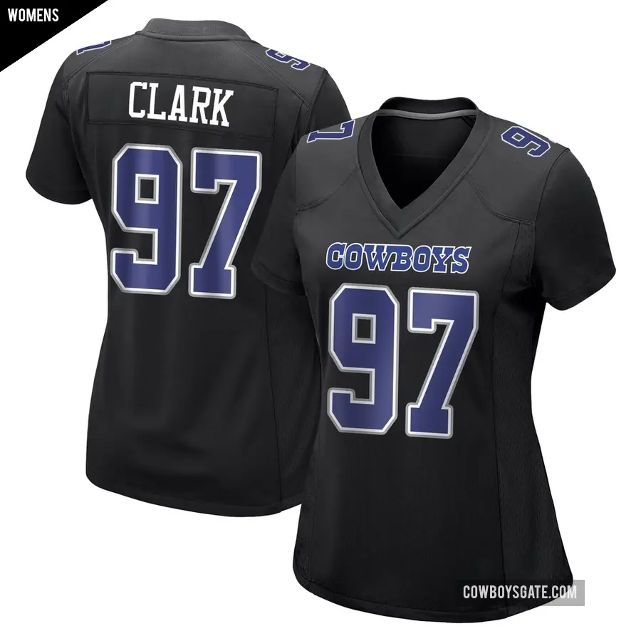 Women's Dallas Cowboys ＃97 Kenny Clark Black Game Carbon Fashion Jersey