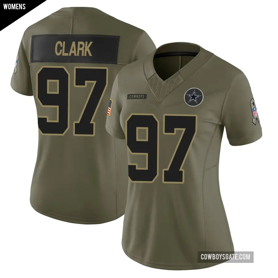 Women's Dallas Cowboys ＃97 Kenny Clark Olive Limited 2025 Salute to Service Jersey