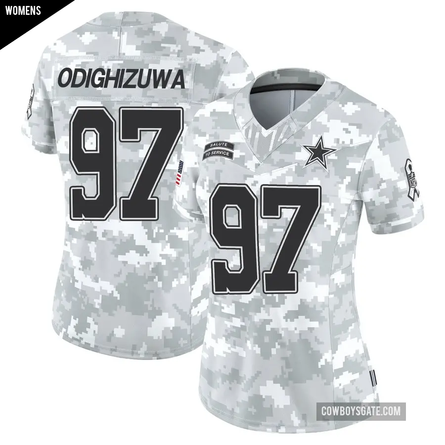 Women's Dallas Cowboys ＃97 Osa Odighizuwa Arctic Camo Limited 2024 Salute to Service Jersey