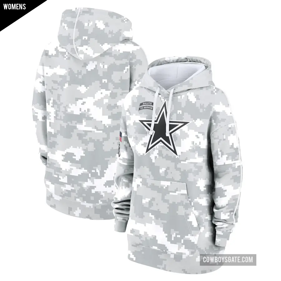 Women's Dallas Cowboys Arctic Camo 2024 Salute To Service Club Fleece Pullover Hoodie