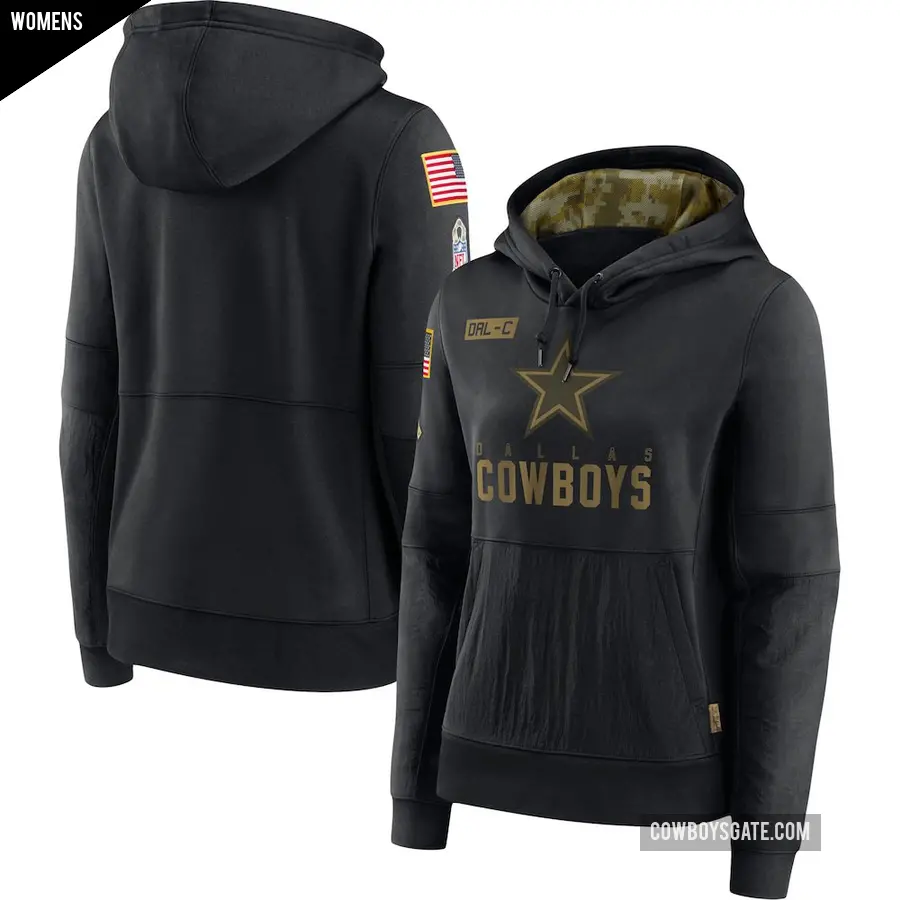 Women's Dallas Cowboys Black 2020 Salute to Service Performance Pullover Hoodie