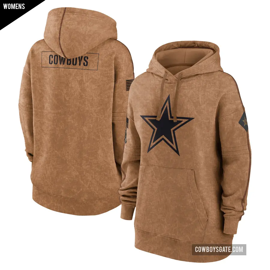 Women's Dallas Cowboys Brown 2023 Salute to Service Pullover Hoodie
