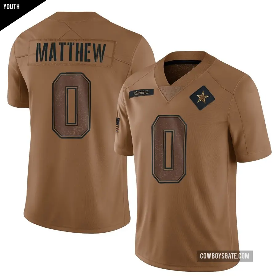 Youth Dallas Cowboys ＃0 Christian Matthew Brown Limited 2023 Salute To Service Jersey