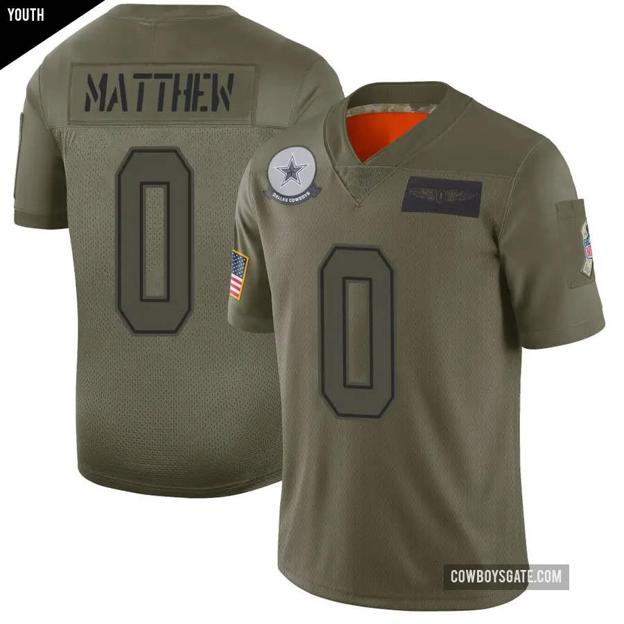 Youth Dallas Cowboys ＃0 Christian Matthew Camo Limited 2019 Salute to Service Jersey