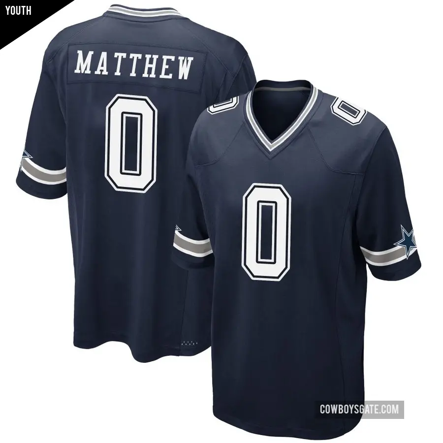 Youth Dallas Cowboys ＃0 Christian Matthew Navy Game Team Color Jersey