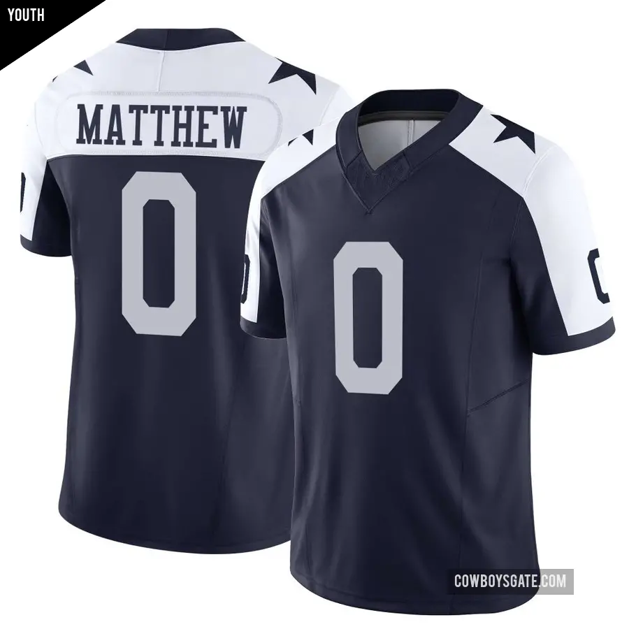 Youth Dallas Cowboys ＃0 Christian Matthew Navy Limited Alternate Vapor F.U.S.E. Jersey