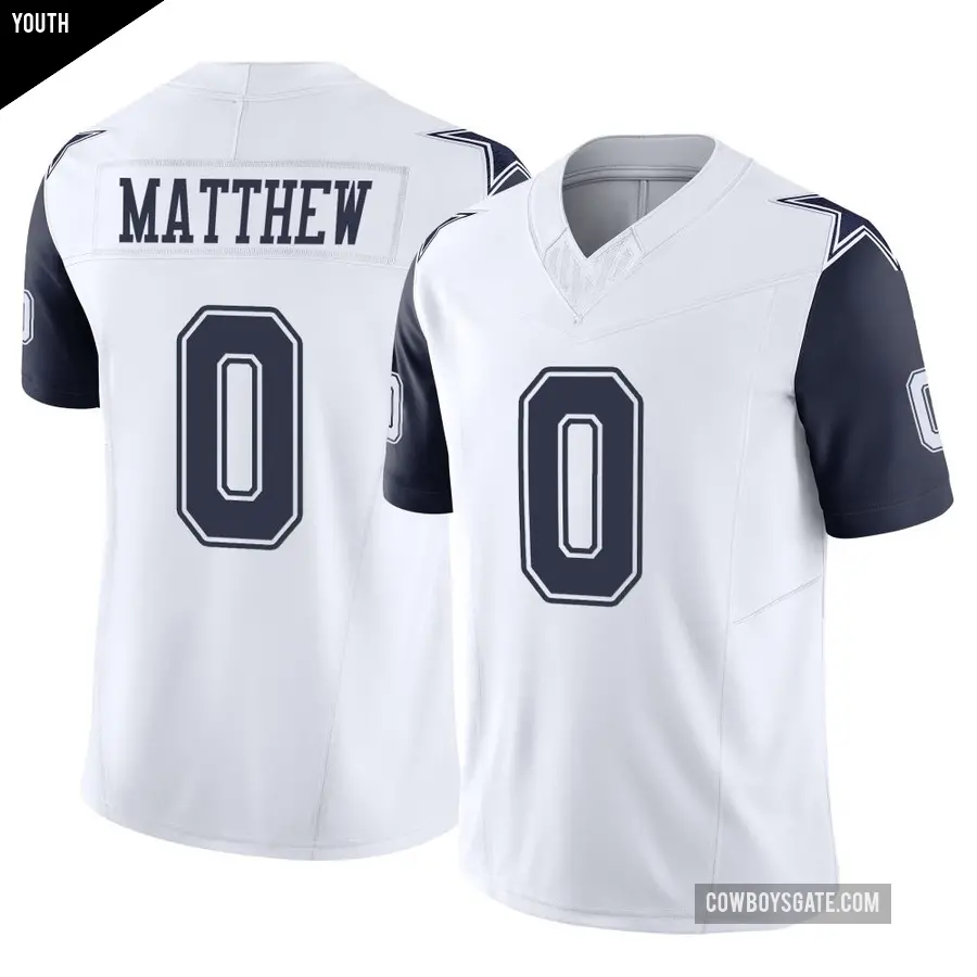 Youth Dallas Cowboys ＃0 Christian Matthew White Limited 2nd Alternate Vapor F.U.S.E. Jersey