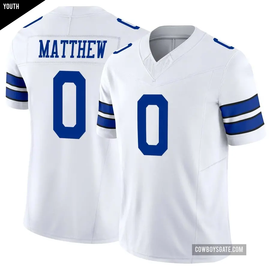 Youth Dallas Cowboys ＃0 Christian Matthew White Limited Vapor F.U.S.E. Jersey