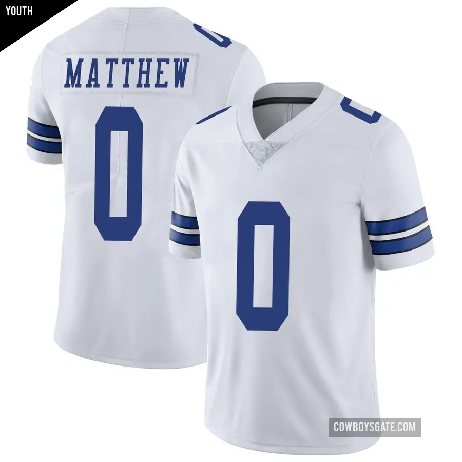 Youth Dallas Cowboys ＃0 Christian Matthew White Limited Vapor Untouchable Jersey