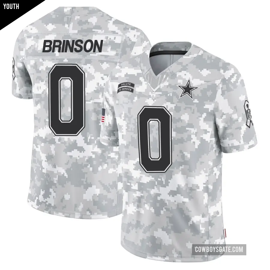 Youth Dallas Cowboys ＃0 Romello Brinson Arctic Camo Limited 2024 Salute to Service Jersey
