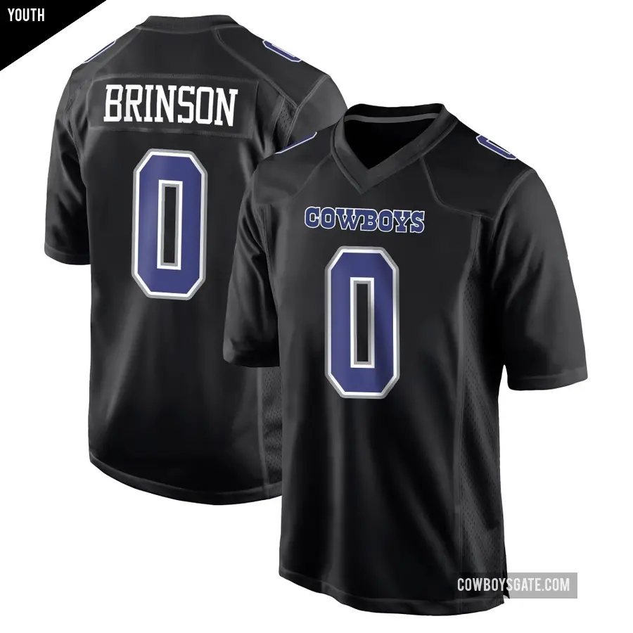 Youth Dallas Cowboys ＃0 Romello Brinson Black Game Carbon Fashion Jersey