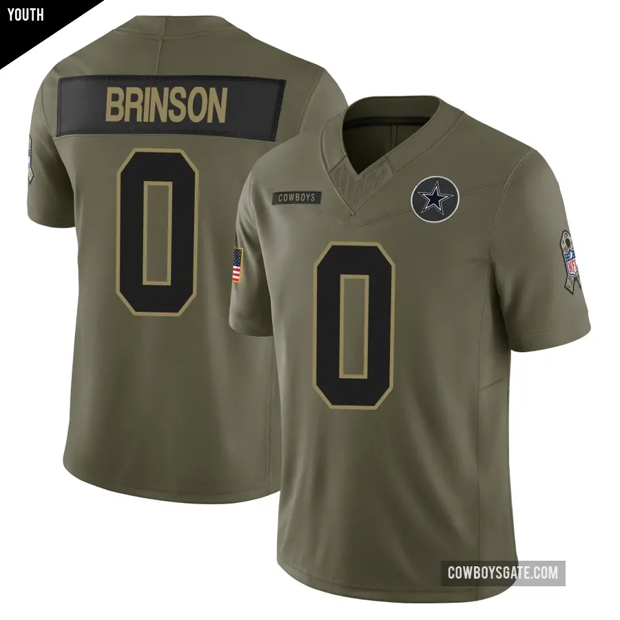 Youth Dallas Cowboys ＃0 Romello Brinson Olive Limited 2025 Salute to Service Jersey