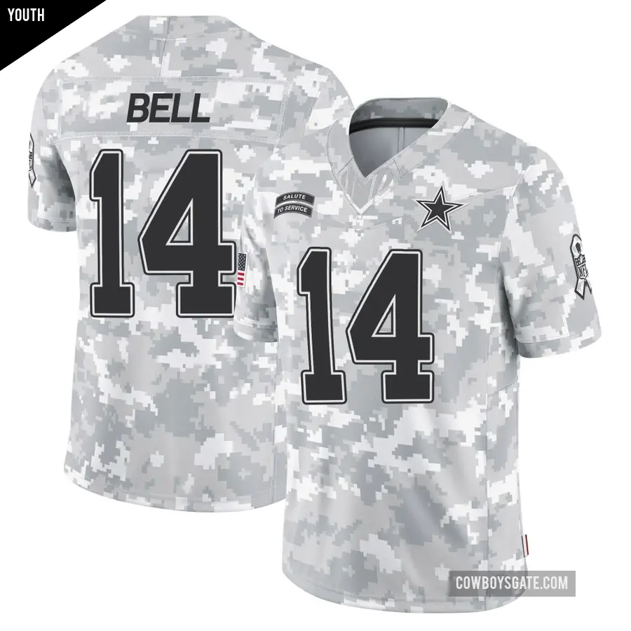 Youth Dallas Cowboys ＃14 Markquese Bell Arctic Camo Limited 2024 Salute to Service Jersey