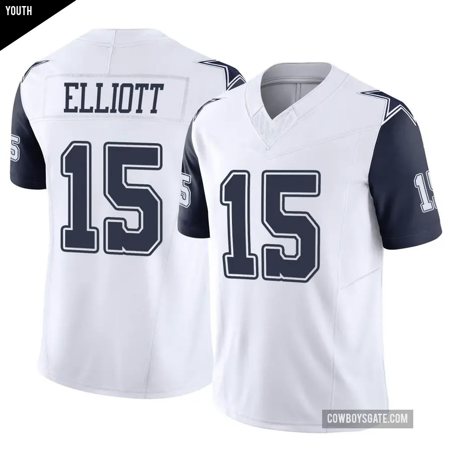 Youth Dallas Cowboys ＃15 Ezekiel Elliott White Limited 2nd Alternate Vapor F.U.S.E. Jersey