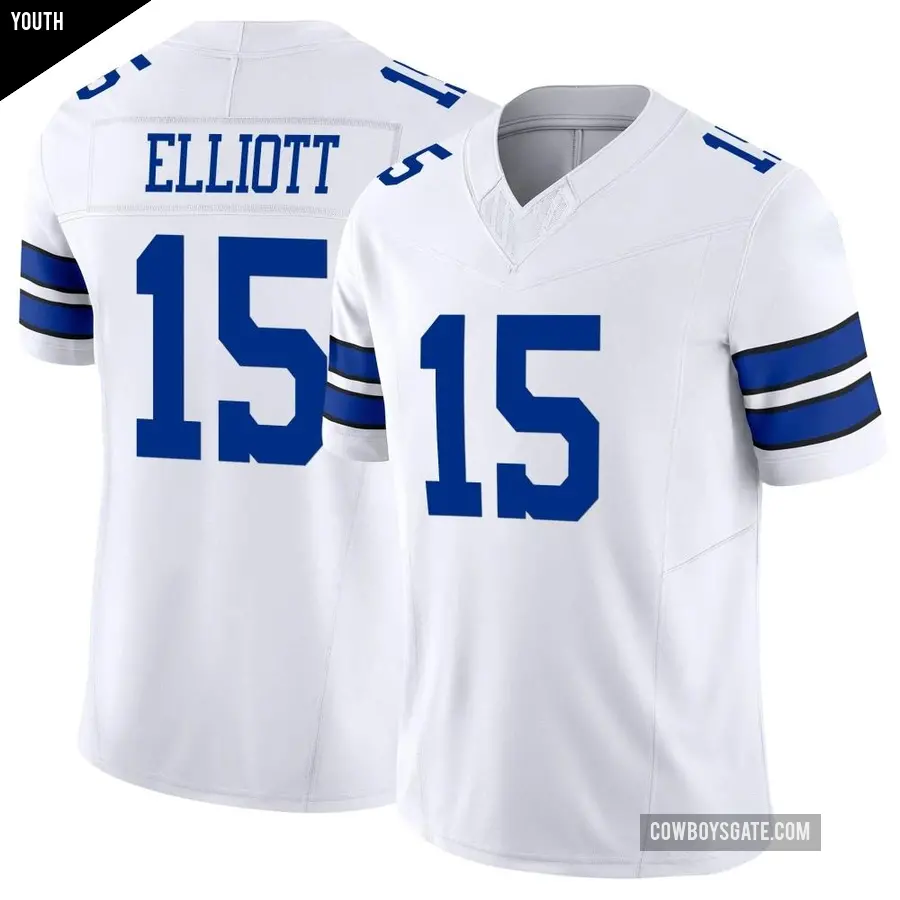 Youth Dallas Cowboys ＃15 Ezekiel Elliott White Limited Vapor F.U.S.E. Jersey
