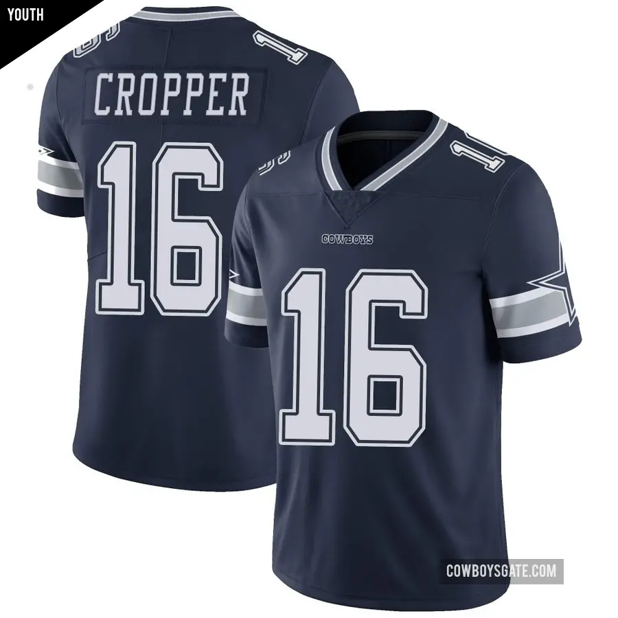 Youth Dallas Cowboys ＃16 Jalen Cropper Navy Limited Team Color Vapor Untouchable Jersey