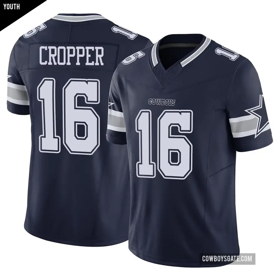 Youth Dallas Cowboys ＃16 Jalen Cropper Navy Limited Vapor F.U.S.E. Jersey