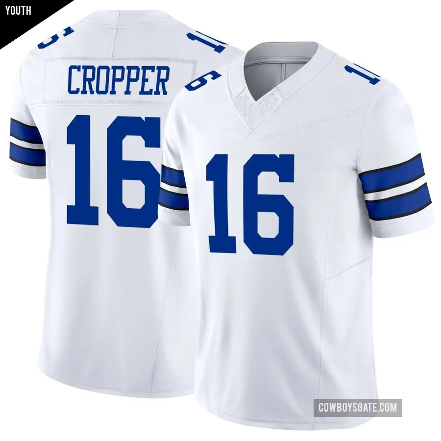 Youth Dallas Cowboys ＃16 Jalen Cropper White Limited Vapor F.U.S.E. Jersey