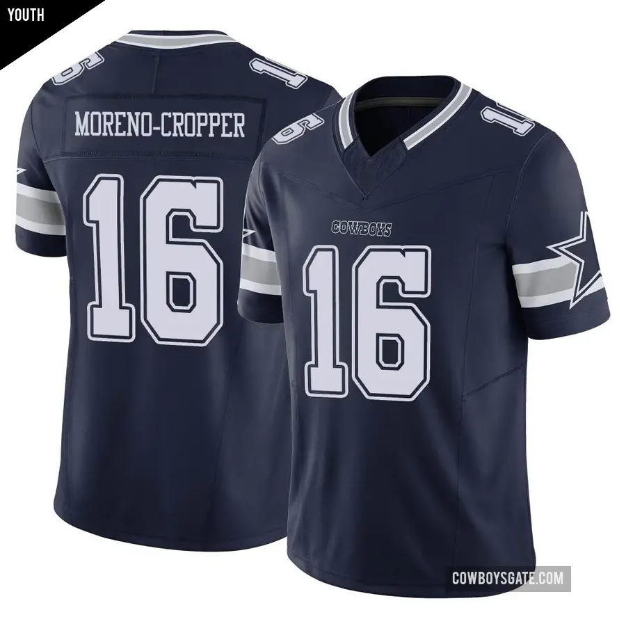 Youth Dallas Cowboys ＃16 Jalen Moreno-Cropper Navy Limited Vapor F.U.S.E. Jersey