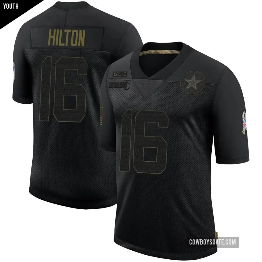 Youth Dallas Cowboys ＃16 T.Y. Hilton Black Limited 2020 Salute To Service Jersey