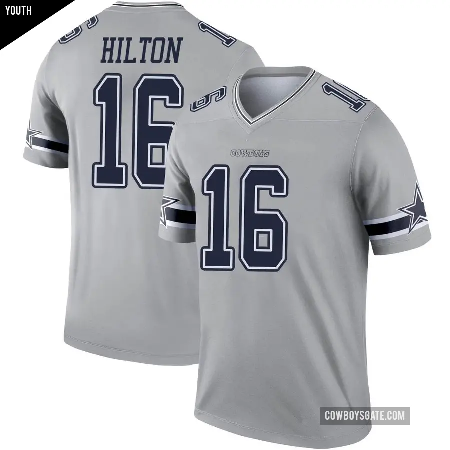 Youth Dallas Cowboys ＃16 T.Y. Hilton Gray Legend Inverted Jersey