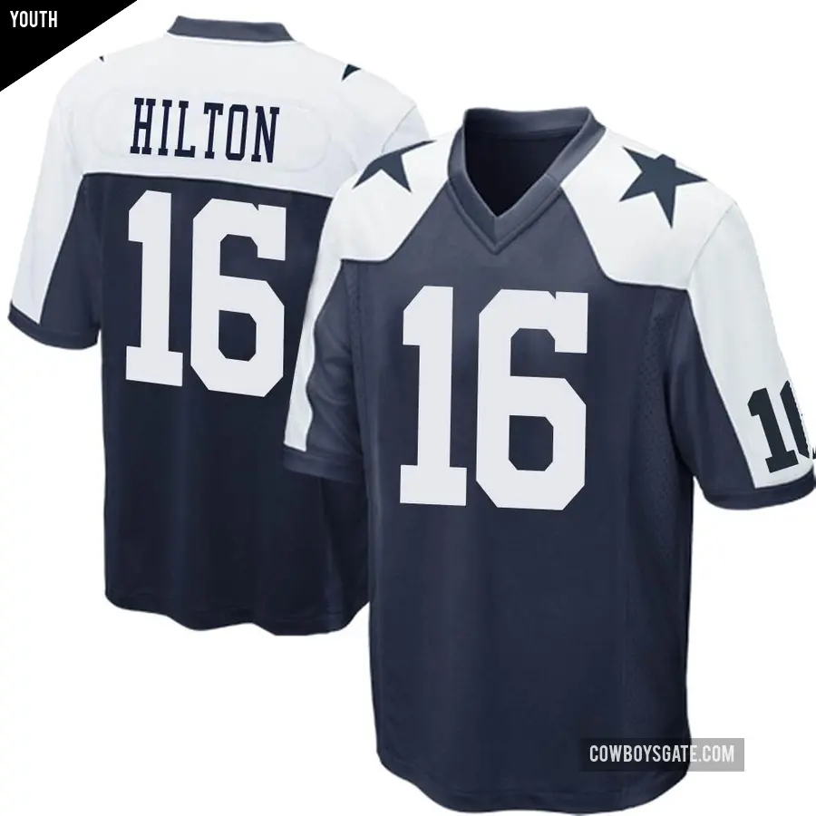 Youth Dallas Cowboys ＃16 T.Y. Hilton Navy Blue Game Throwback Jersey