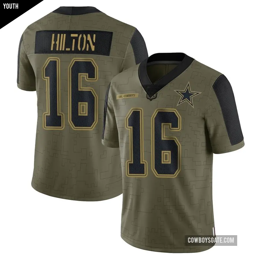 Youth Dallas Cowboys ＃16 T.Y. Hilton Olive Limited 2021 Salute To Service Jersey