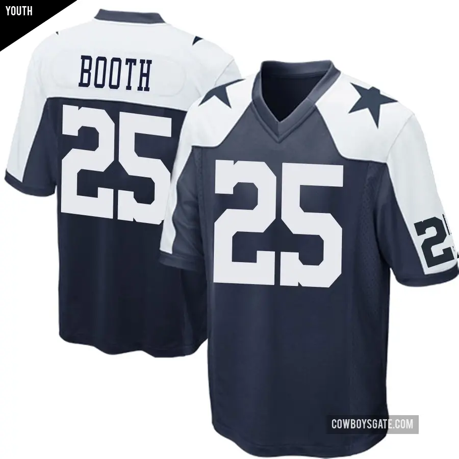 Youth Dallas Cowboys ＃25 Andrew Booth Navy Blue Game Throwback Jersey