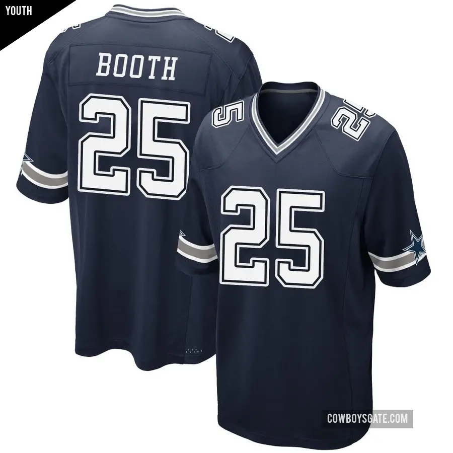 Youth Dallas Cowboys ＃25 Andrew Booth Navy Game Team Color Jersey