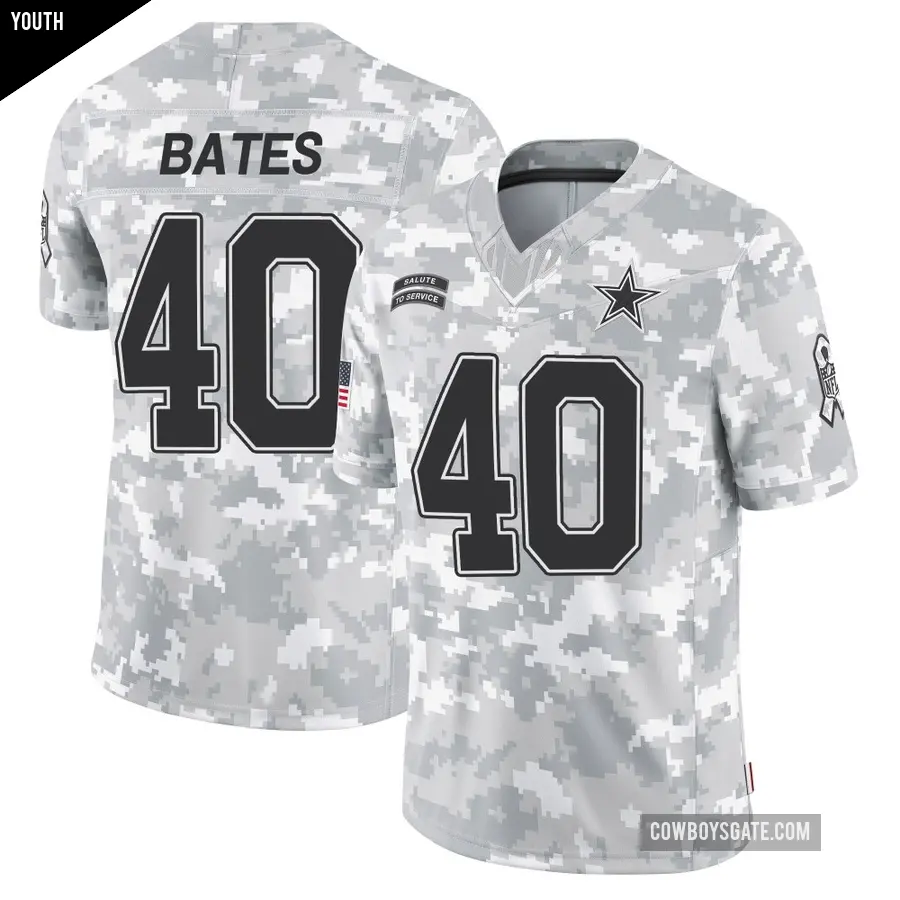 Youth Dallas Cowboys ＃40 Bill Bates Arctic Camo Limited 2024 Salute to Service Jersey