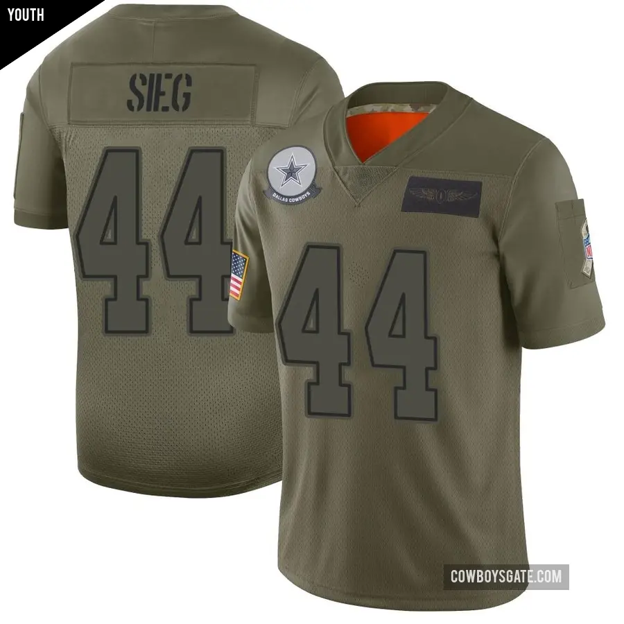 Youth Dallas Cowboys ＃44 Trent Sieg Camo Limited 2019 Salute to Service Jersey