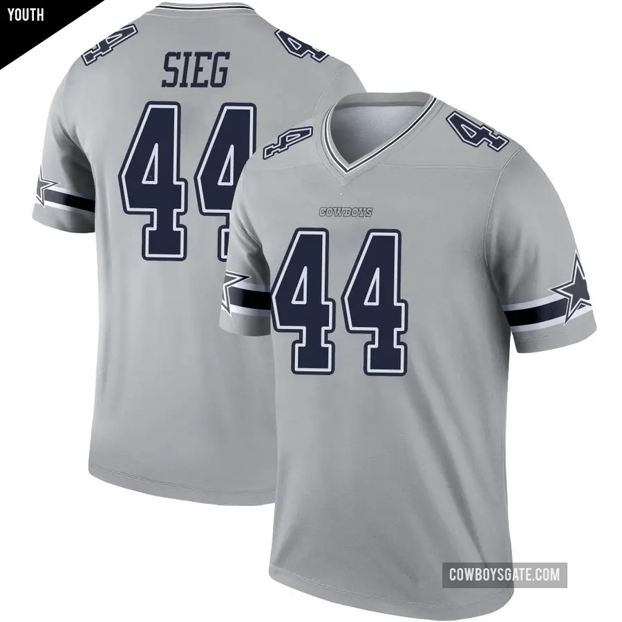 Youth Dallas Cowboys ＃44 Trent Sieg Gray Legend Inverted Jersey