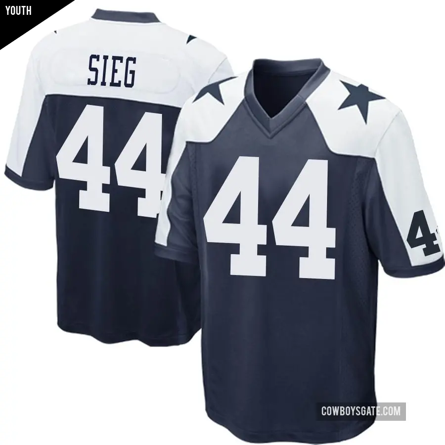 Youth Dallas Cowboys ＃44 Trent Sieg Navy Blue Game Throwback Jersey