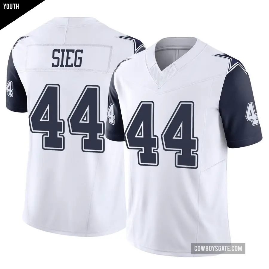 Youth Dallas Cowboys ＃44 Trent Sieg White Limited 2nd Alternate Vapor F.U.S.E. Jersey