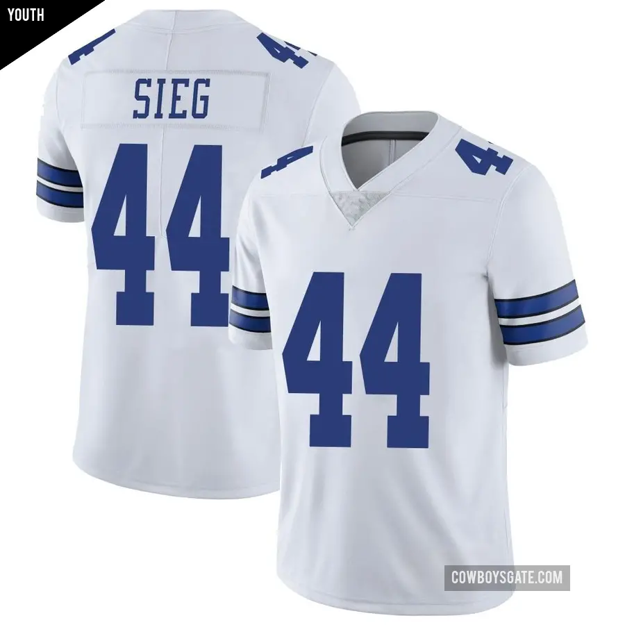 Youth Dallas Cowboys ＃44 Trent Sieg White Limited Vapor Untouchable Jersey