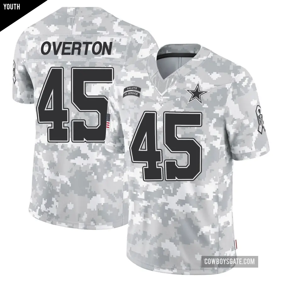 Youth Dallas Cowboys ＃45 Matt Overton Arctic Camo Limited 2024 Salute to Service Jersey