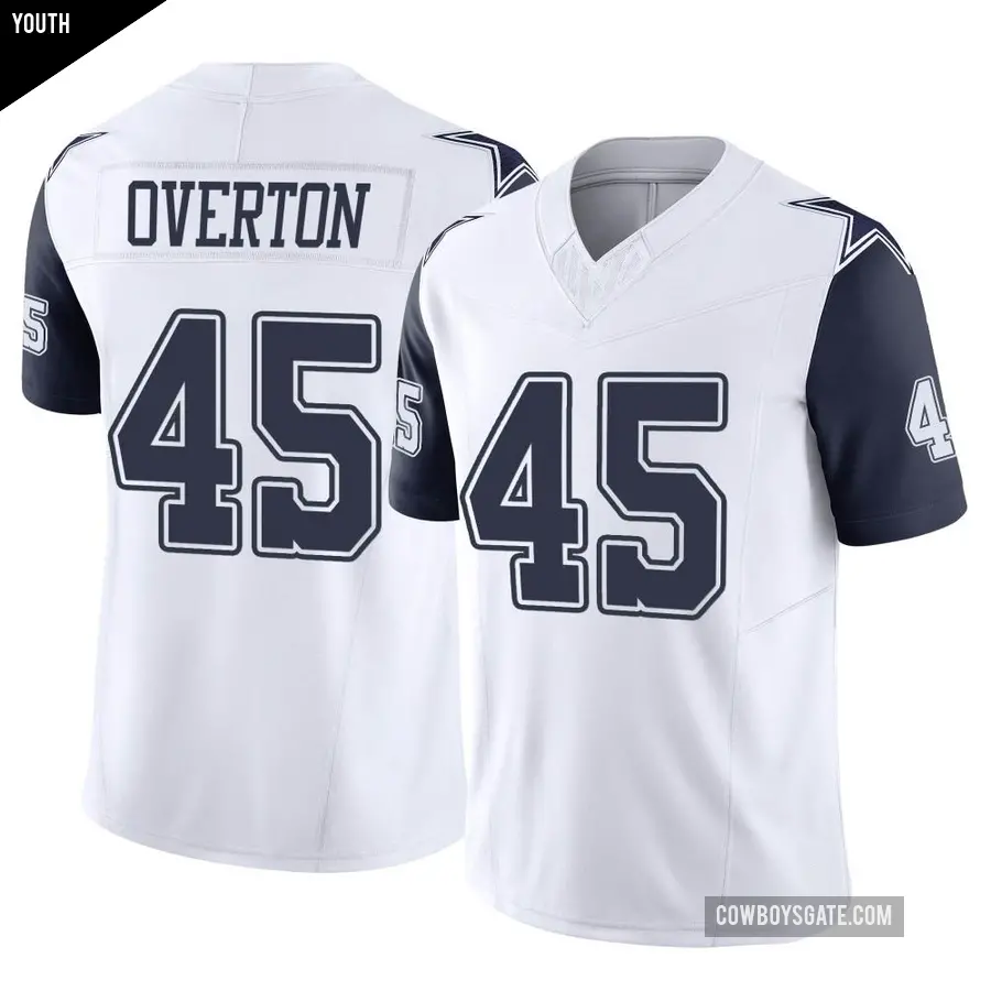 Youth Dallas Cowboys ＃45 Matt Overton White Limited 2nd Alternate Vapor F.U.S.E. Jersey