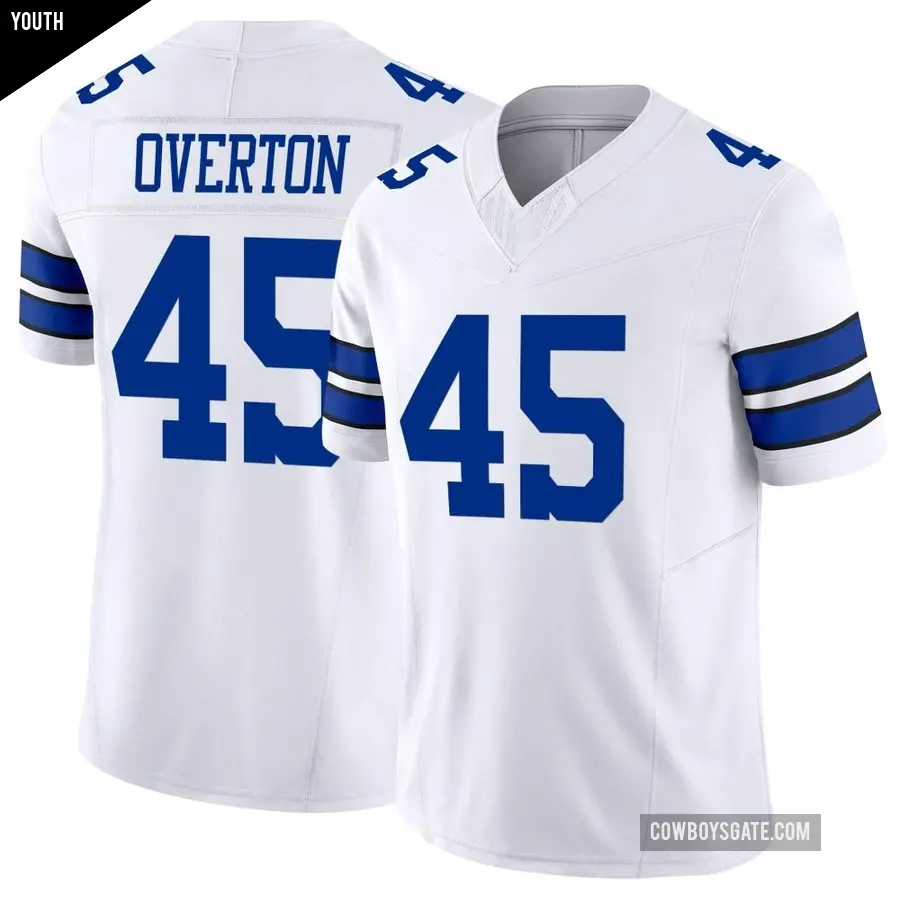 Youth Dallas Cowboys ＃45 Matt Overton White Limited Vapor F.U.S.E. Jersey