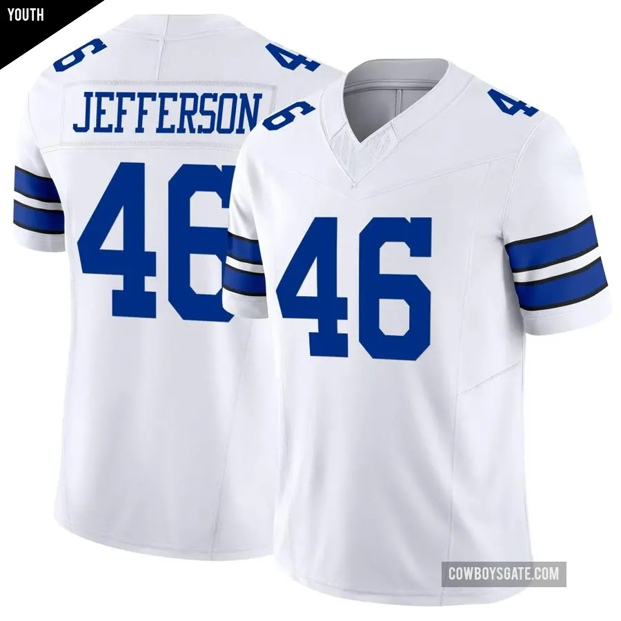 Youth Dallas Cowboys ＃46 Malik Jefferson White Limited Vapor F.U.S.E. Jersey