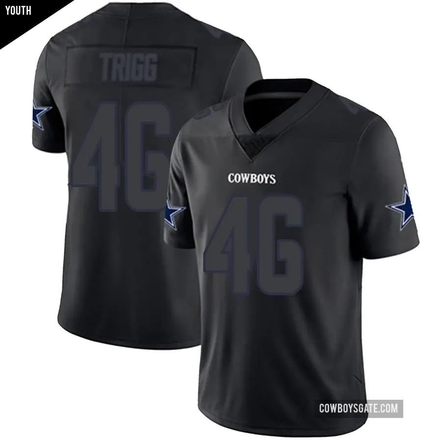 Youth Dallas Cowboys ＃46 Michael Trigg Black Impact Limited Jersey